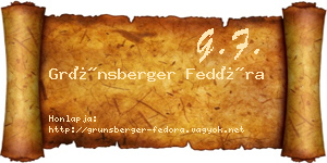 Grünsberger Fedóra névjegykártya